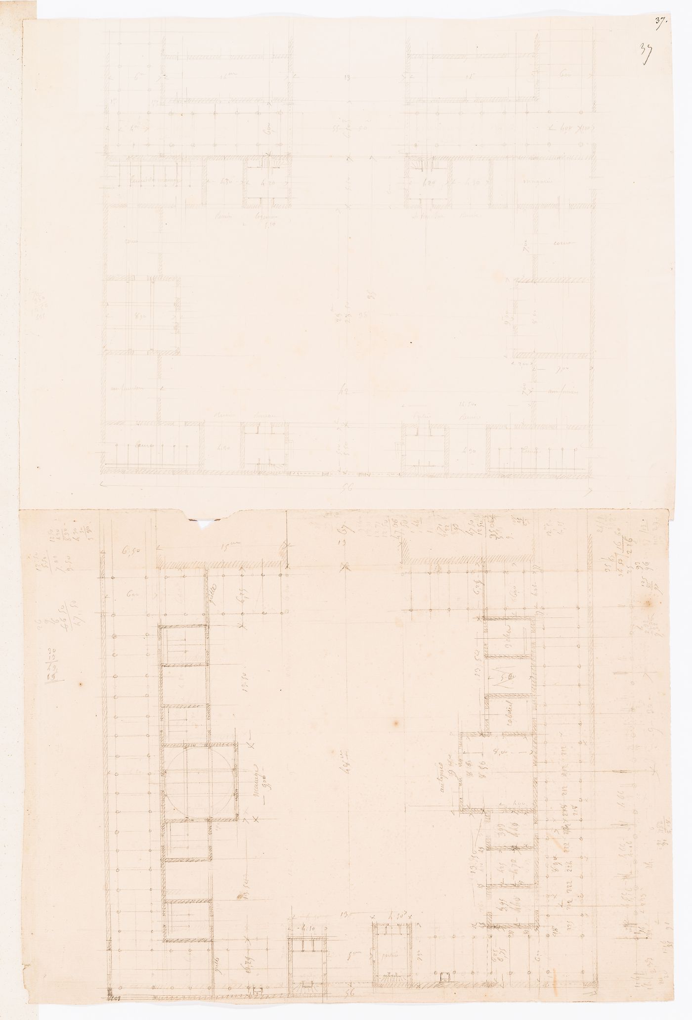 Project for a horse slaughterhouse, Plaine de Grenelle: Variant ground floor plan