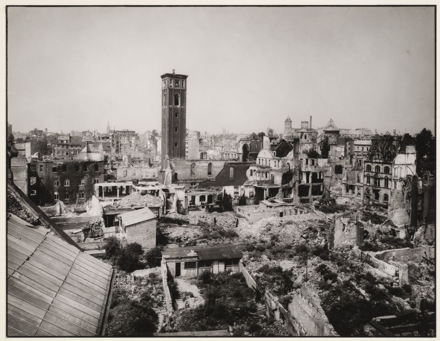 View of destroyed buildings around the Elendskirche, Cologne, Germany