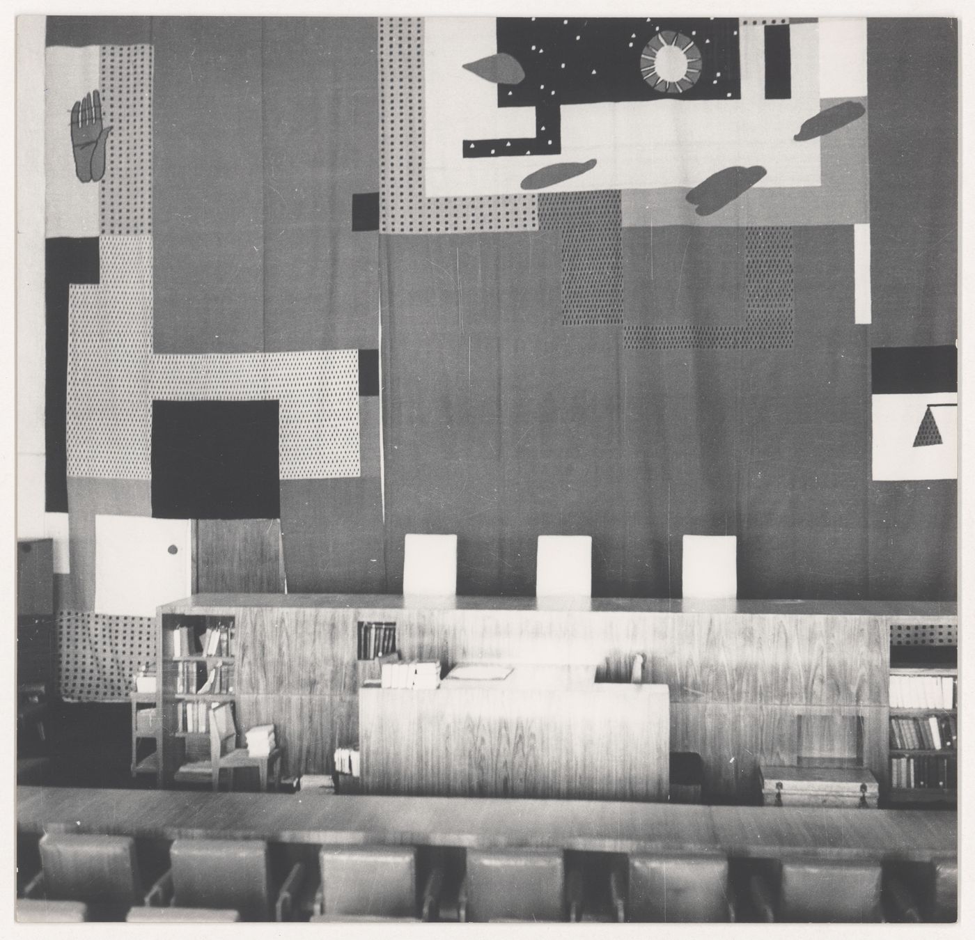 Partial view of a High Court's tapestry designed by Le Corbusier, Chandigarh, India