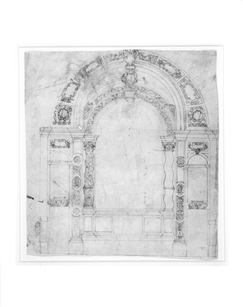 Elevation of an ornamented, arched portal