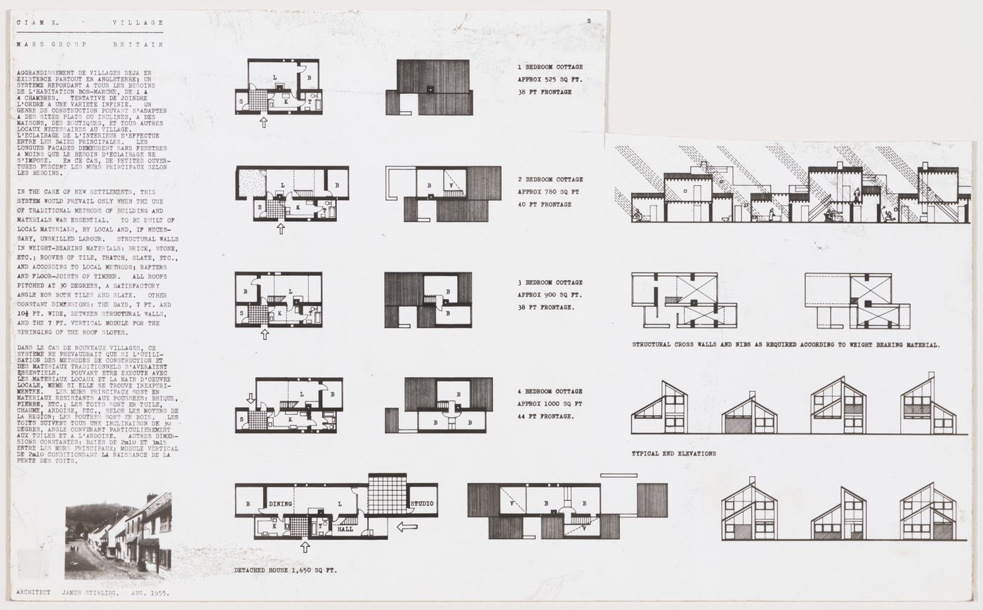 View of presentation drawing for Village housing, CIAM X
