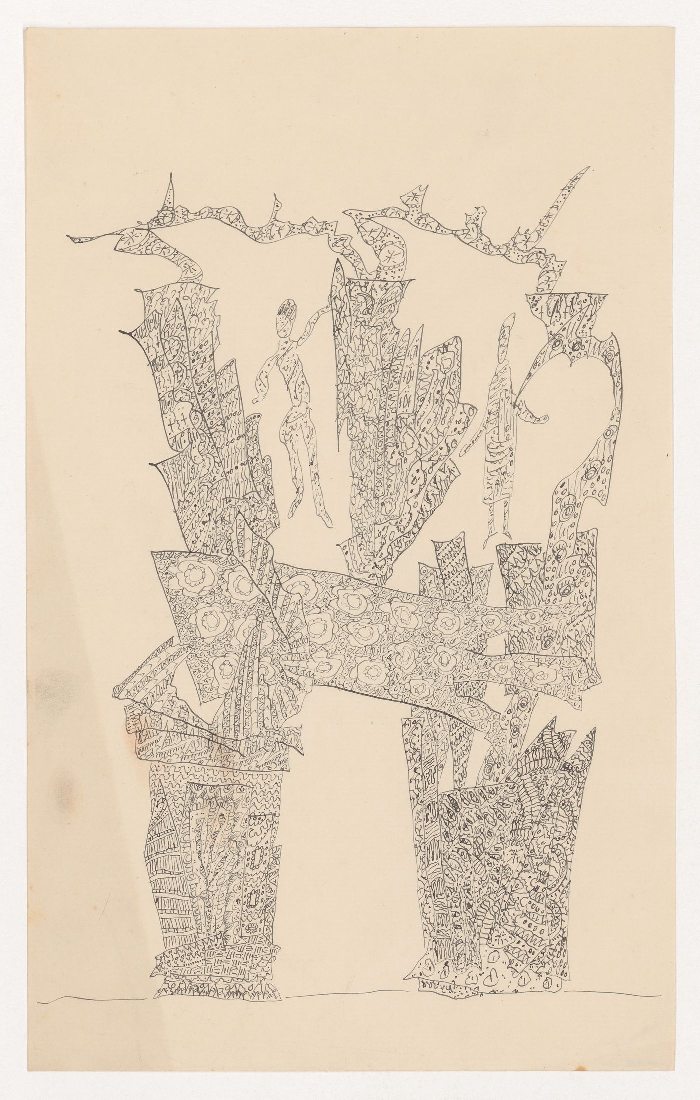 Architectural fantasy with two human forms
