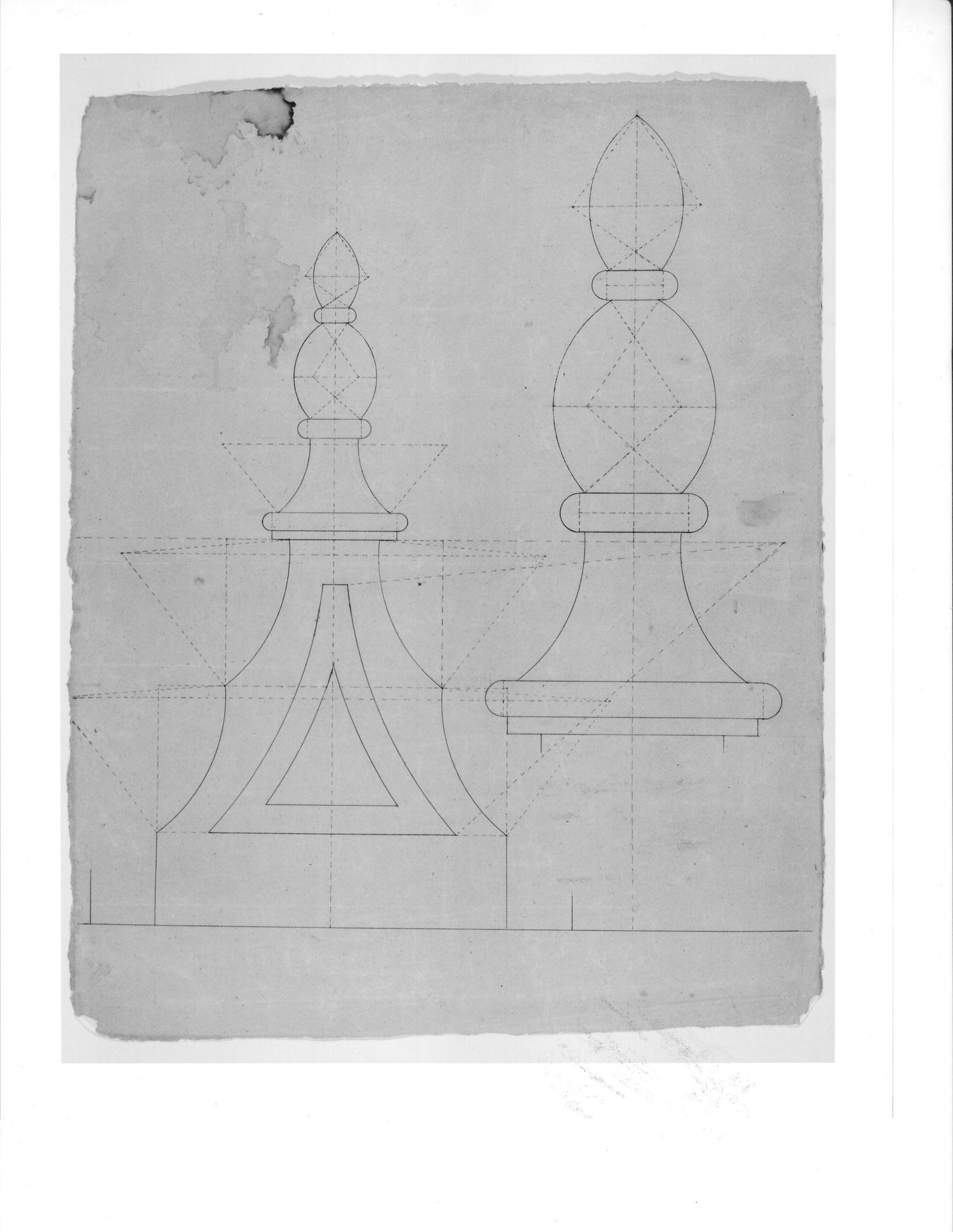 Elevations for decorative drop details for the ceiling for Notre-Dame de Montréal