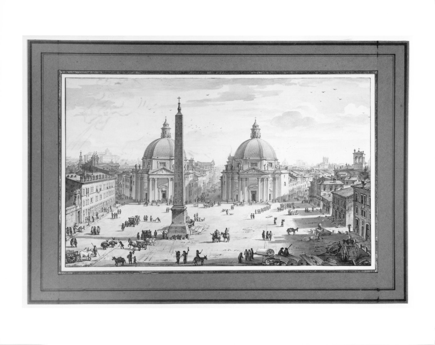 Bird's-eye perspective of the Piazza del Popolo, Rome