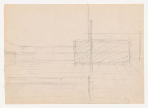 Interior perspective sketch for Museum for a Small City showing the shallow recessed area