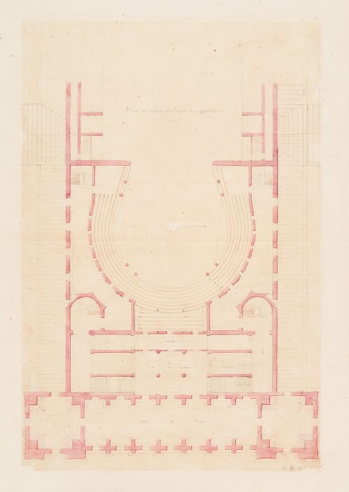 Plan for the "niveau du foyer des quatrièmes [sic]" for an opera house for the Académie royale de musique