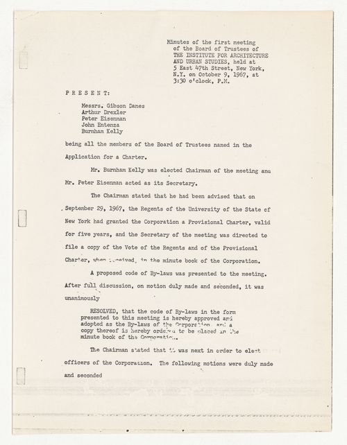 Minutes of the first meeting of the Board of Trustees with attached proposed budget for July 1967 to July 1968