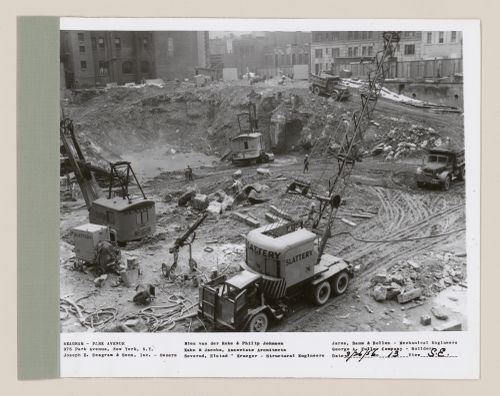 Seagram building under construction, 375 Park avenue, New York, N.Y., south-east view