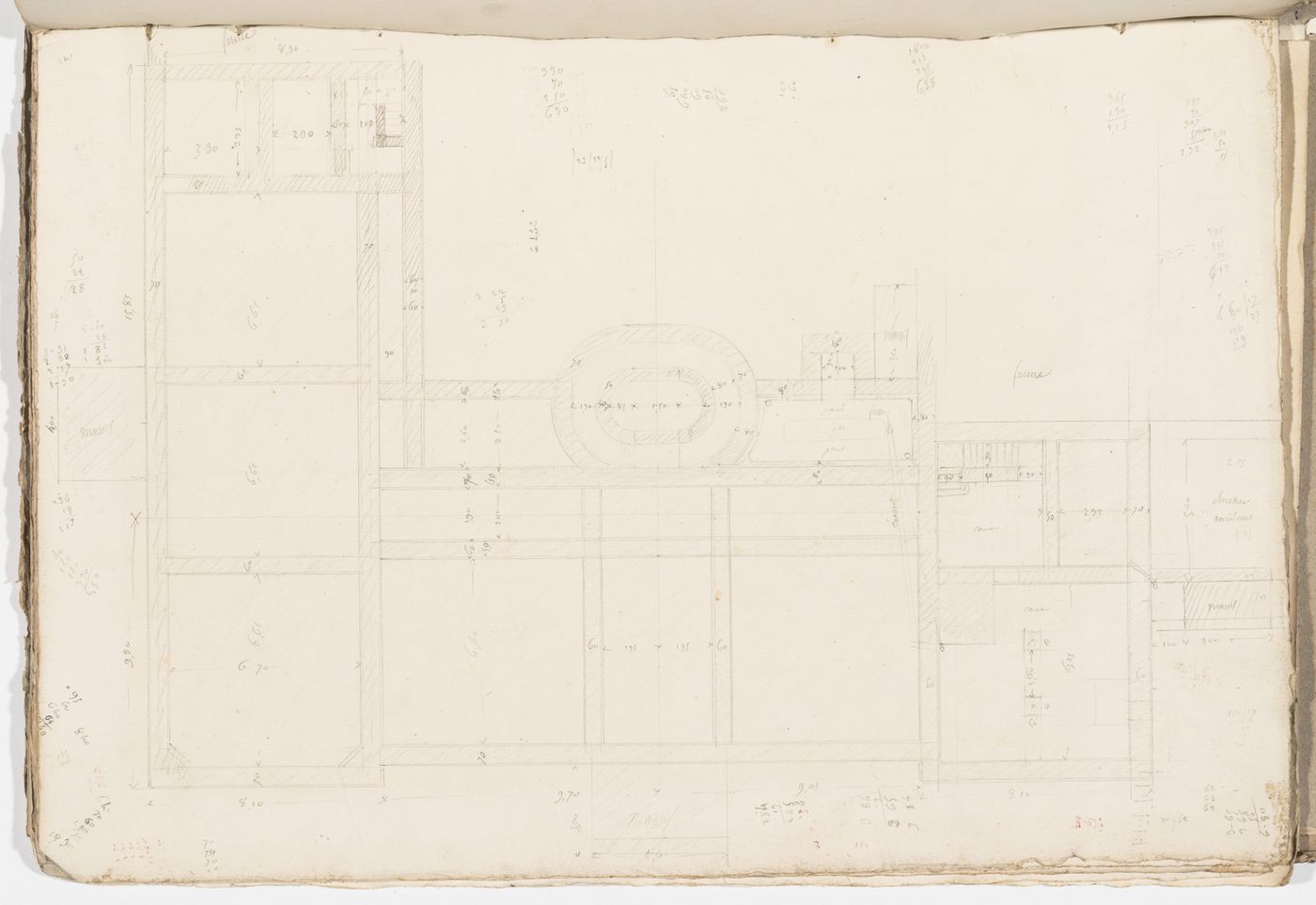 Project no. 9 for a country house for comte Treilhard: Foundation plan