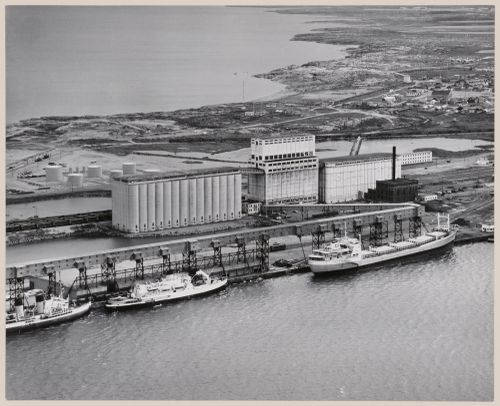Churchill - the harbour with ships waiting to be loaded, Manitoba