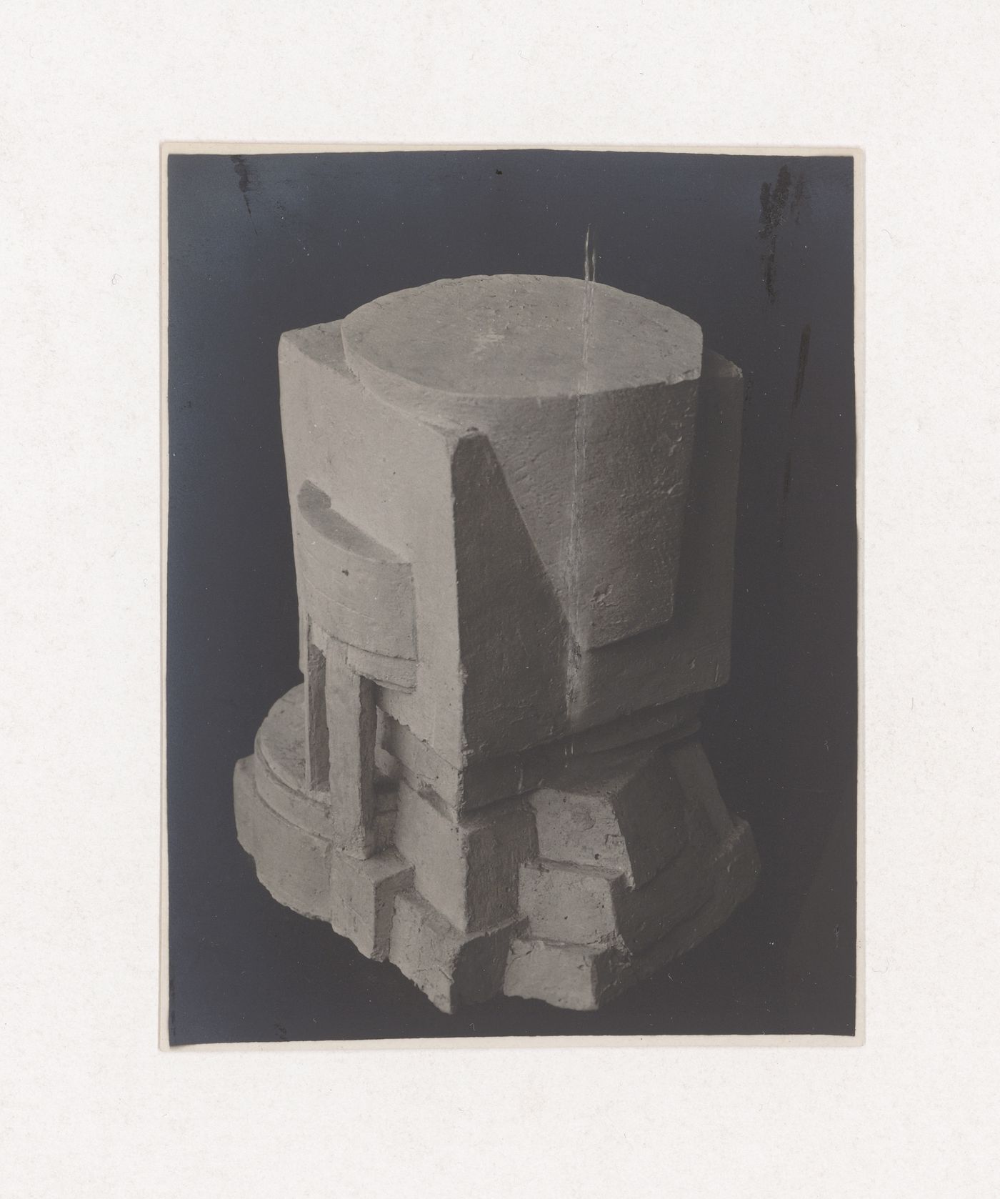 Photograph of a student model on the topic "Constructing a Voluminous Form with Finding and Expressing Mass and Weight" for the "Space" course at the Vkhutemas (Higher State Artistic Technical Studios), Moscow