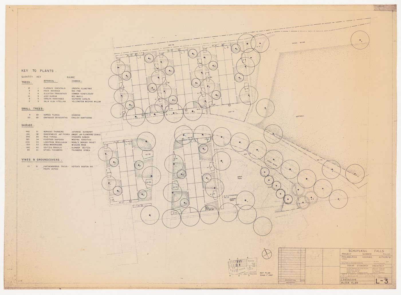 Landscape block plan for Schuylkill Falls, Philadelphia, Pennsylvania