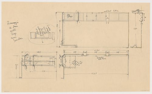 Rear elevations and plan for window and door specifications for Johnson House, Pinehurst, North Carolina