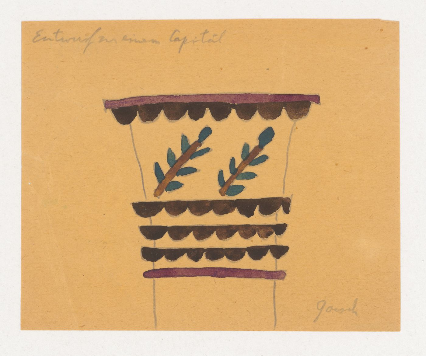 Visionary design for a capital with branch motifs
