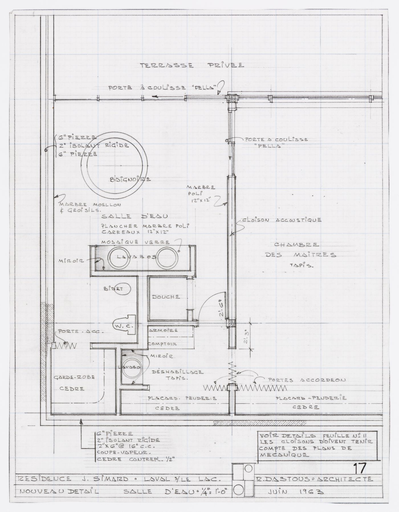 Plan de la salle d'eau pour Résidence Jean Simard, Laval-sur-le-Lac, Québec