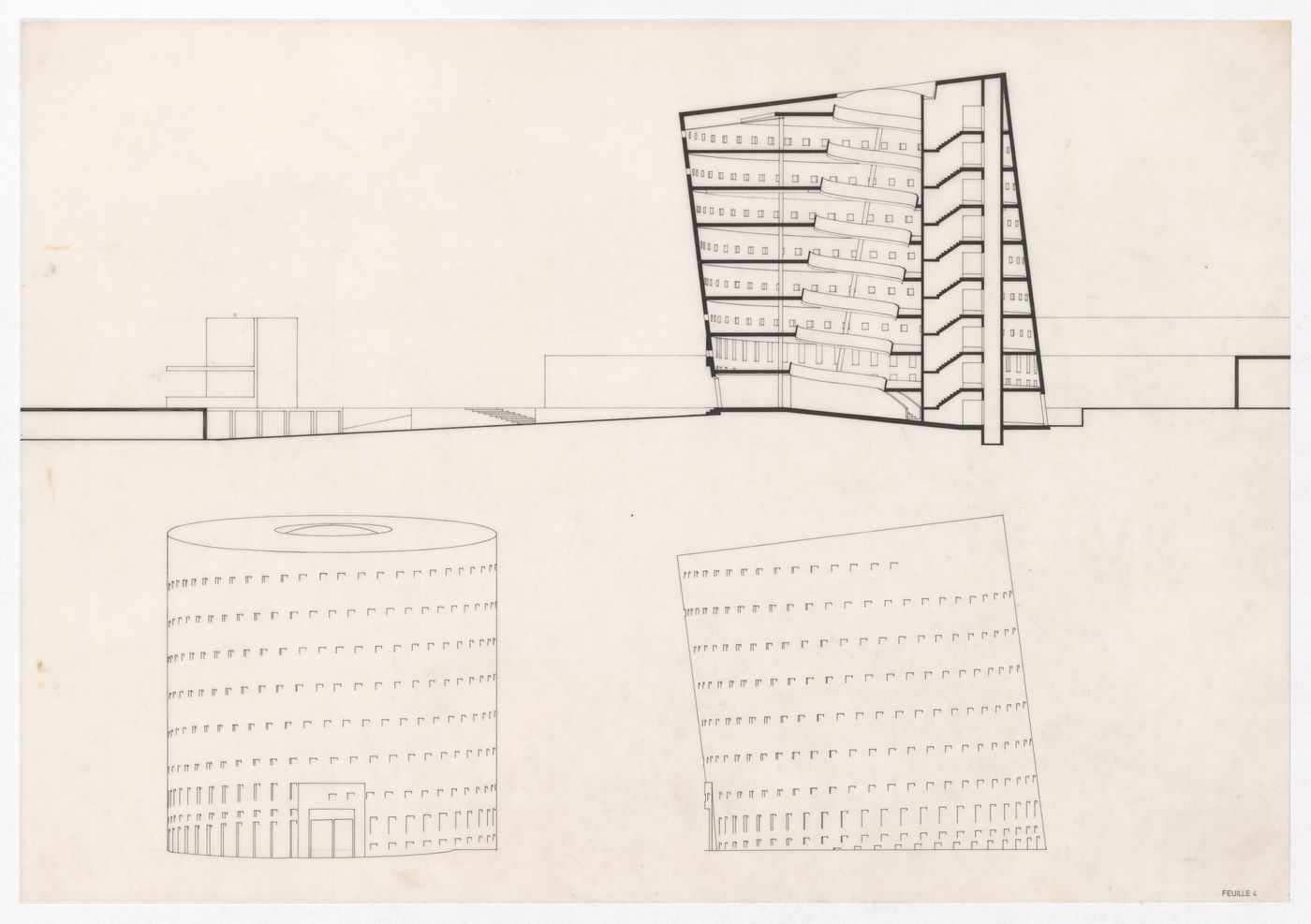 Elevations and section for Sede da Companhia Dom, Cologne, Germany