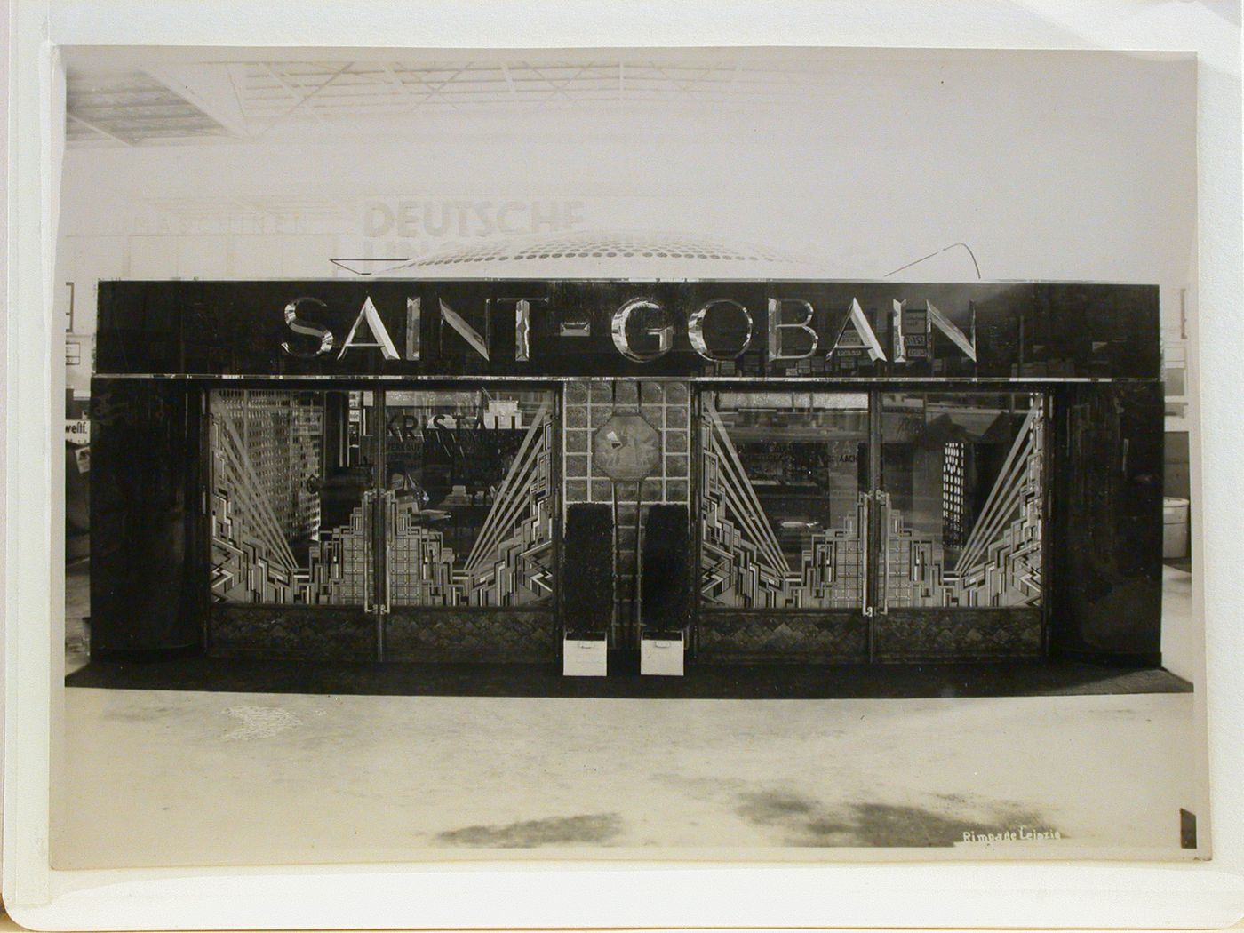 Saint Gobain exhibit booth at trade show, Leipzig [?], Germany