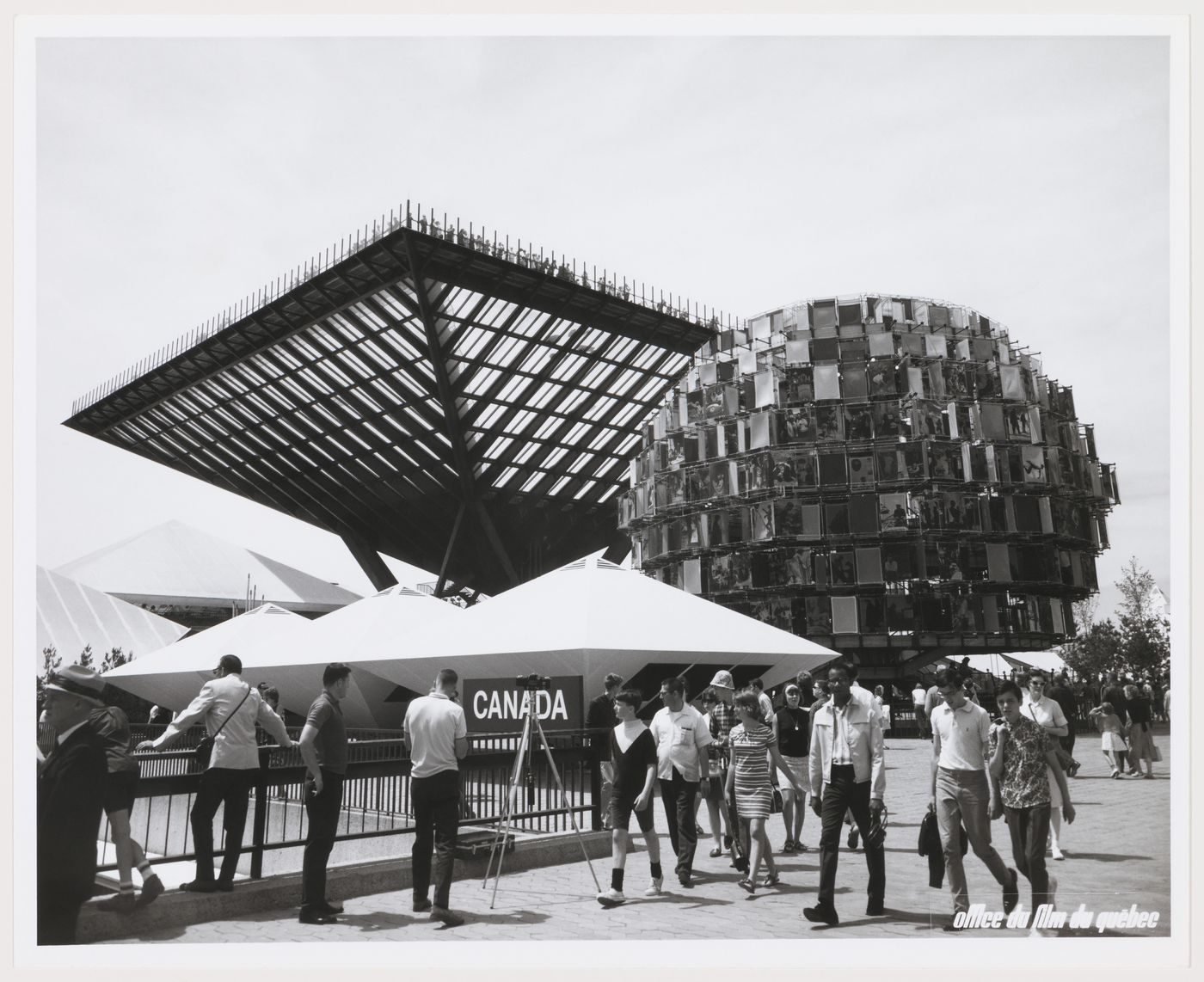 View of the Katimavik and of the People of Canada Tree at the Canada's Pavilion, Expo 67, Montréal, Québec