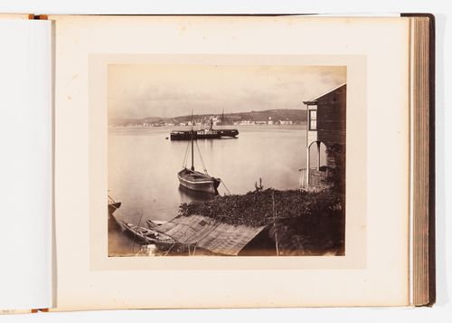 View of a steamboat on the Bosporus with yalis in the background, Constantinople (now Istanbul), Ottoman Empire (now in Turkey)