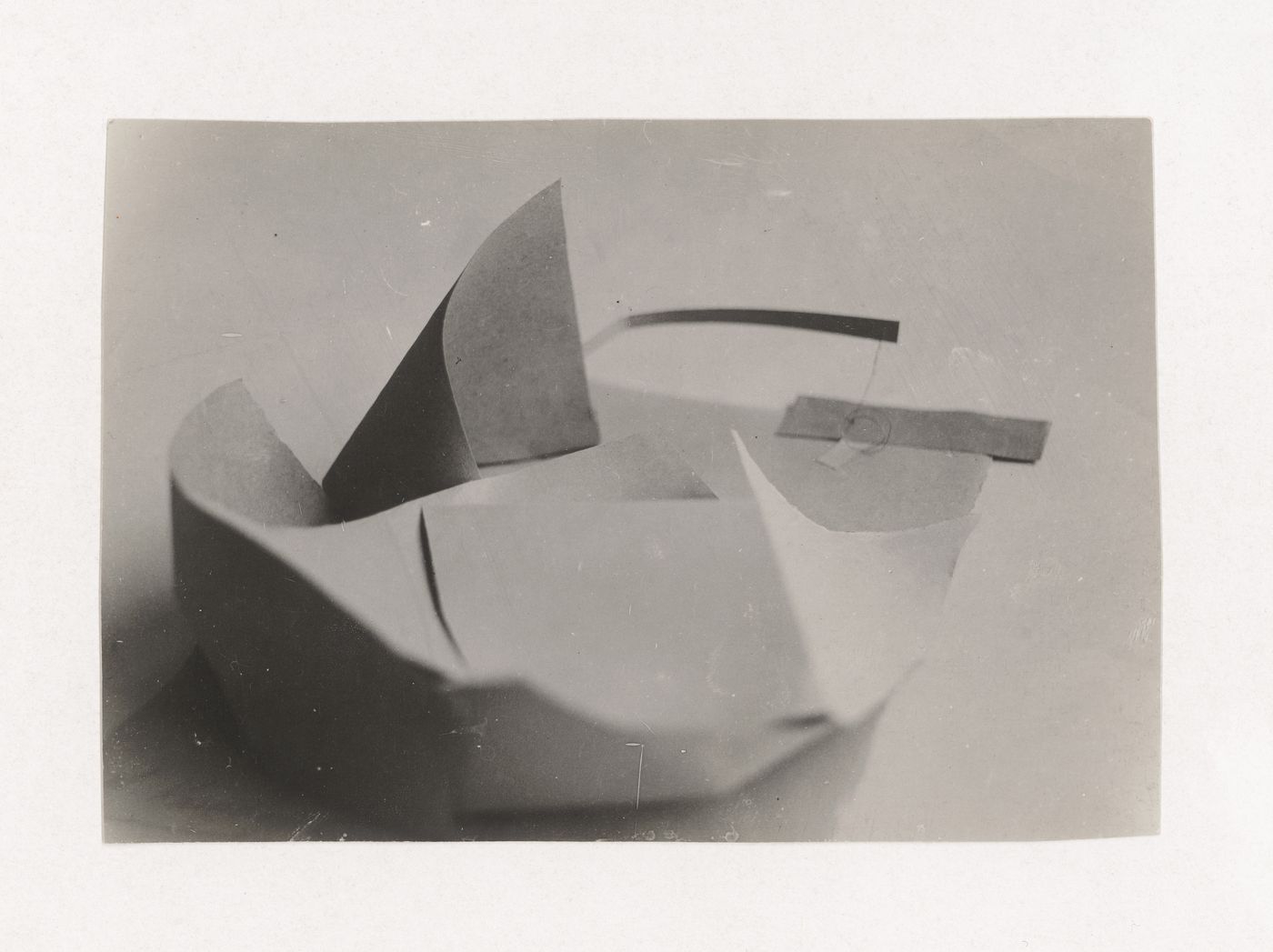 Photograph of a student model on the topic "Organization of Space over a Horizontal Surface (Rectangular, Square, Round)" for the "Space" course at the Vkhutemas (Higher State Artistic Technical Studios), Moscow