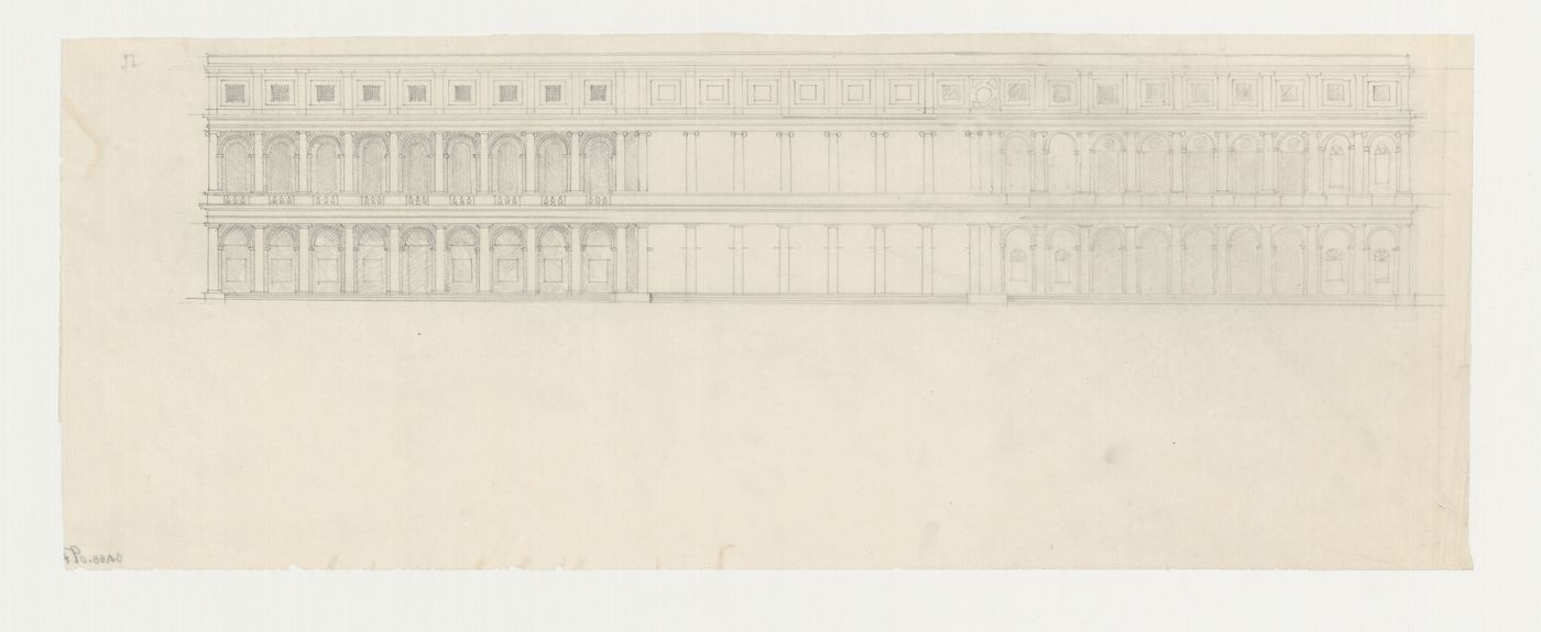 Elevation for the 1918-1925 design for the Börsekvarteret [Stock Exchange Block] with a loggia, Gustaf Adolfs torg [square], Göteborg, Sweden