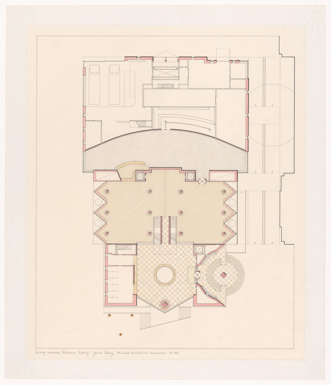 Plan of gallery entrance for National Gallery Addition Competition, London, United Kingdom