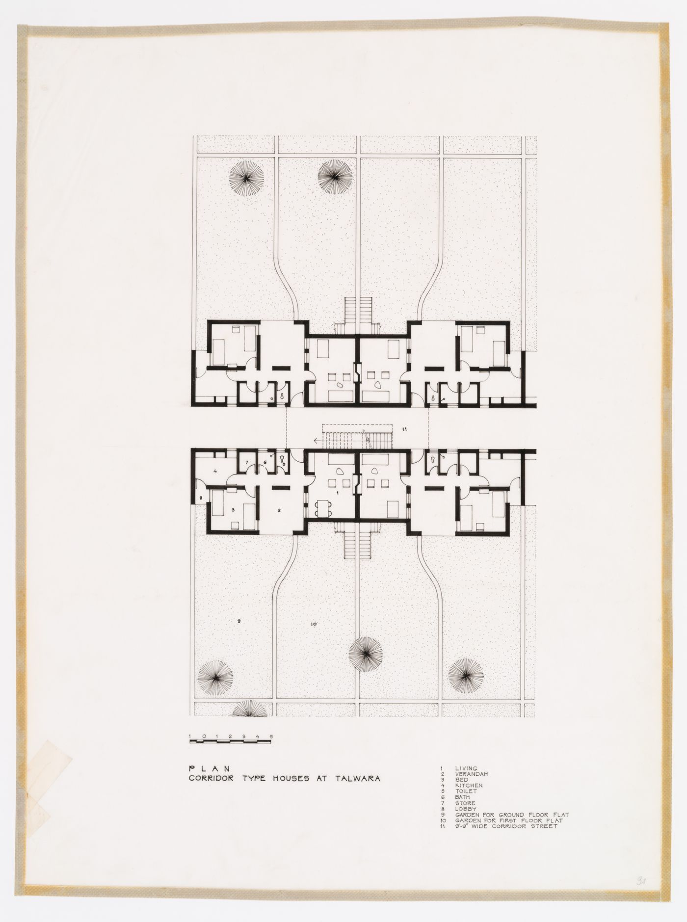 Plan for the Corridor type houses at Talwara, India