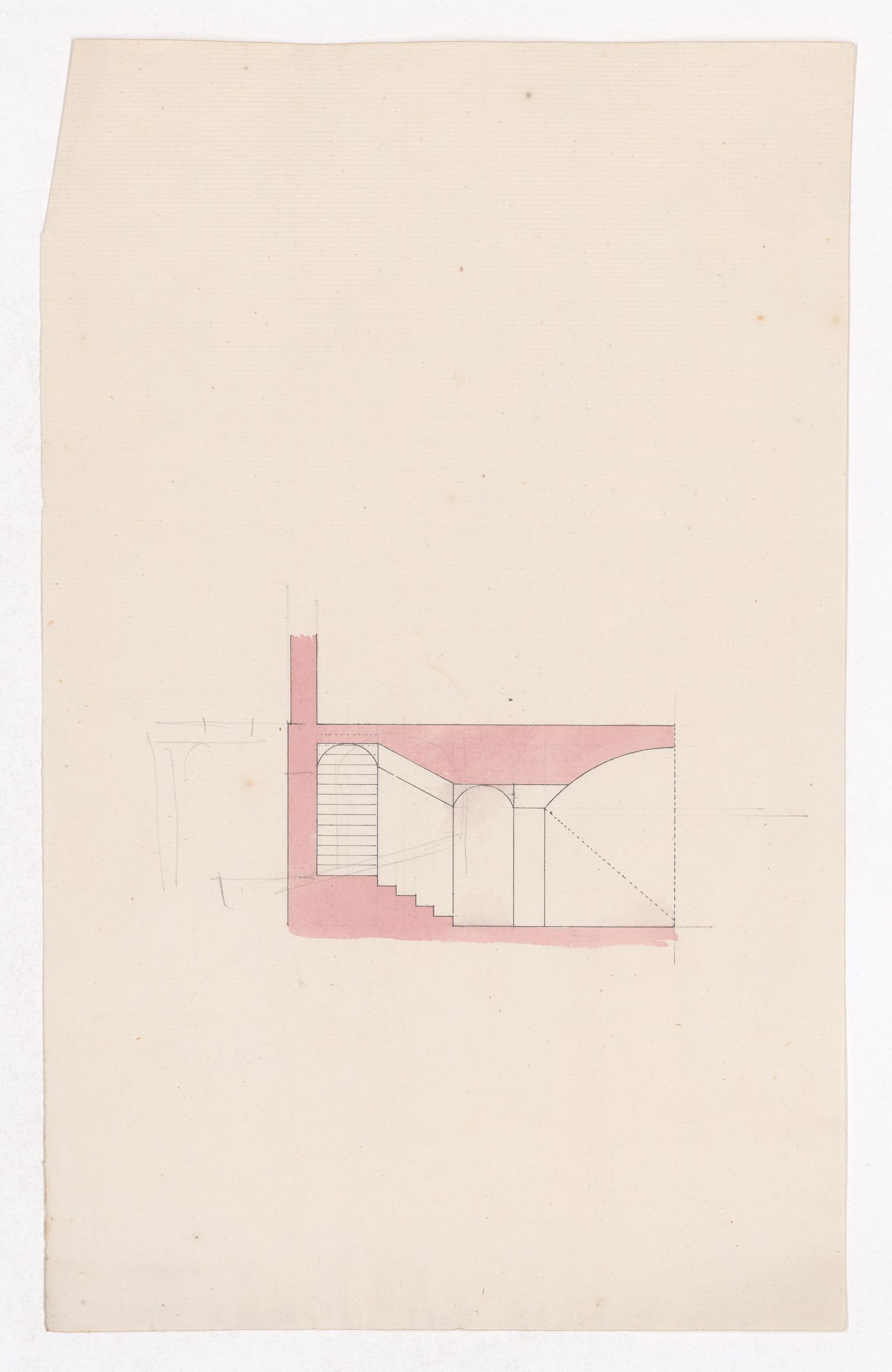 Section through basement for Boucherie, Marché des Carmes, Paris