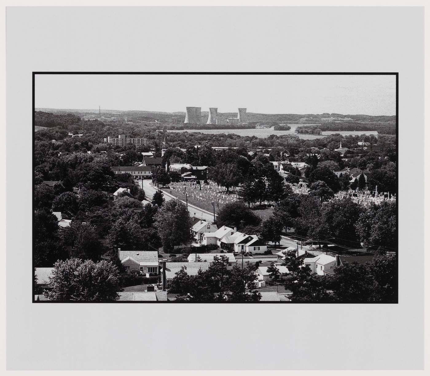 "Overview of Middletown" with the Three Mile Island Nuclear plant in the background, Londonderry Towsnship, Pennsylvania, United States