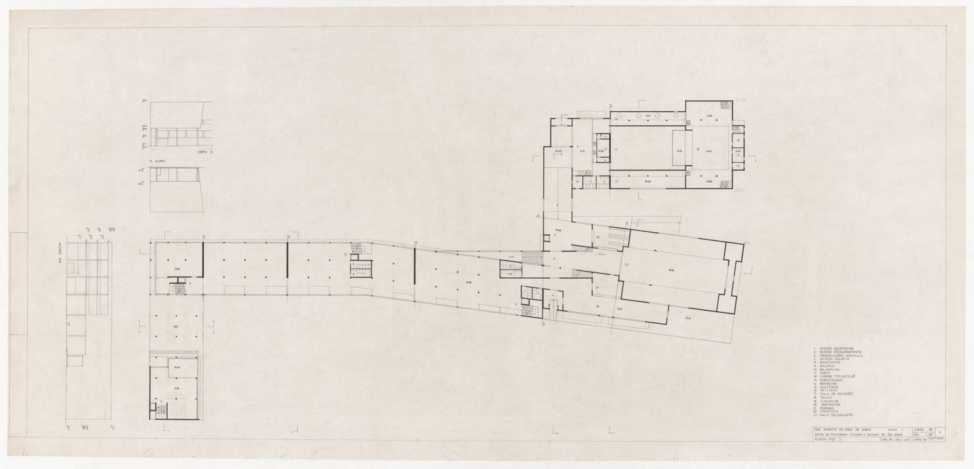 Level two plan for Centro Cultural de Sines, Sines, Portugal
