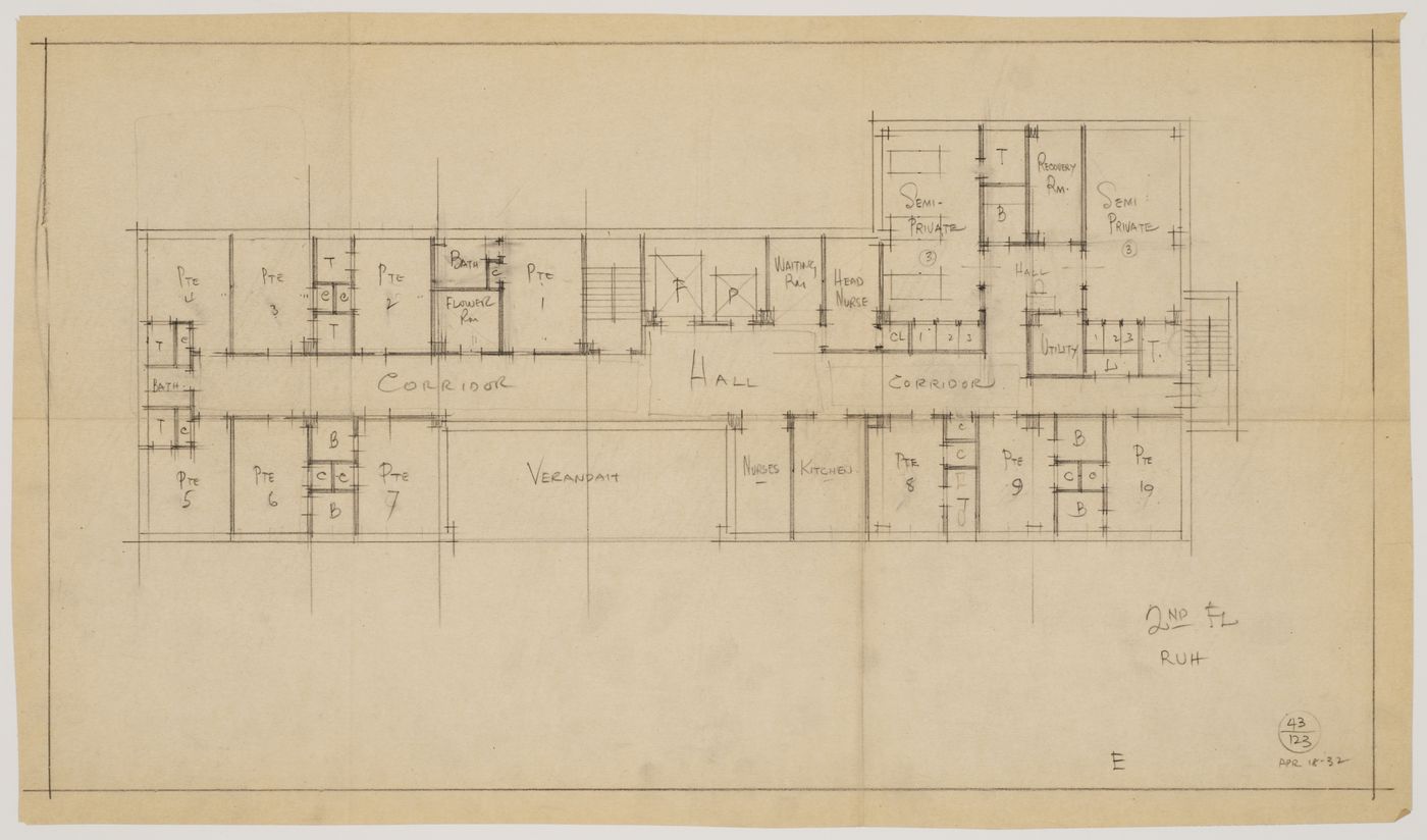 Montréal Neurological Institute, Montréal, Québec: second floor plan