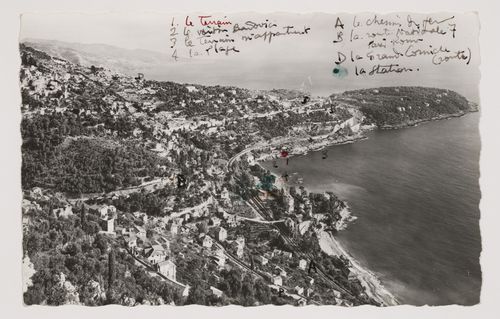 Postcard "La Côte d'Azur Roquebrune et le Cap Martin" with annotations by Le Corbusier