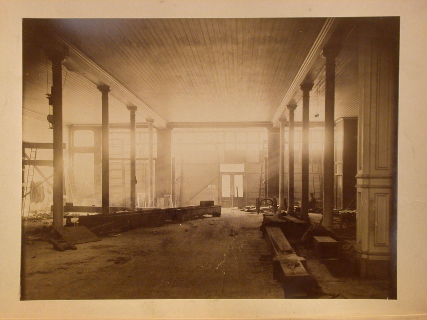 Interior construction shot, in unknown building, Philadelphia, Pennsylvania