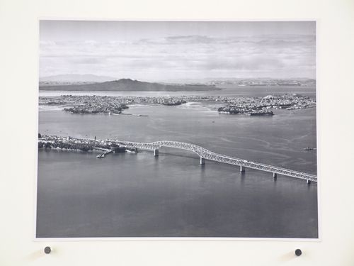 Aerial view of the Auckland Harbour Bridge, over the Waitematā Harbour, Auckland, New Zealand