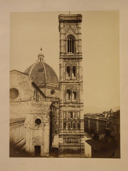 The Campinile, view of the Tower with the Duomo, Florence, Italy