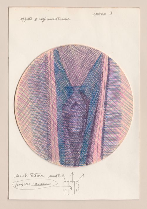 Sketch with annotations for Architecttura di carta [Paper architecture]