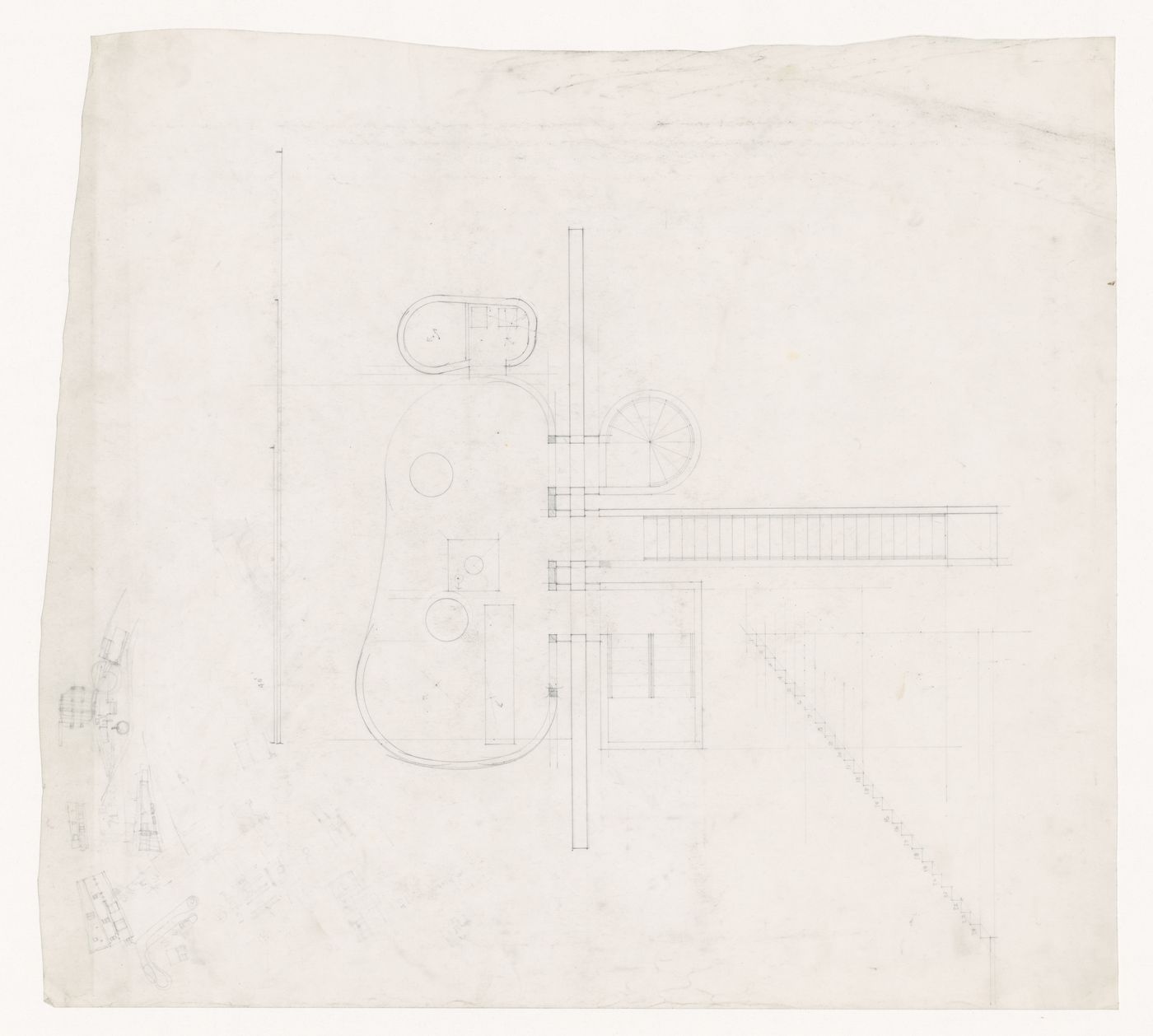 Plan with sketches for Wall House 3