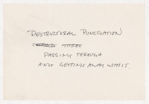 Destructural ponctuation passing through any getting away with it.