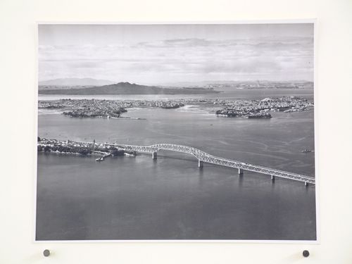 Aerial view of the Auckland Harbour Bridge, over the Waitematā Harbour, Auckland, New Zealand