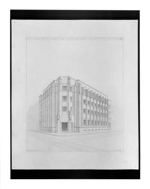 Competition drawing showing a perspective for a bank on the Coolsingel, Rotterdam, Netherlands