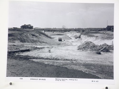 View of eastern junction, looking west along bypass, during construction of the Swanley Bypass, England