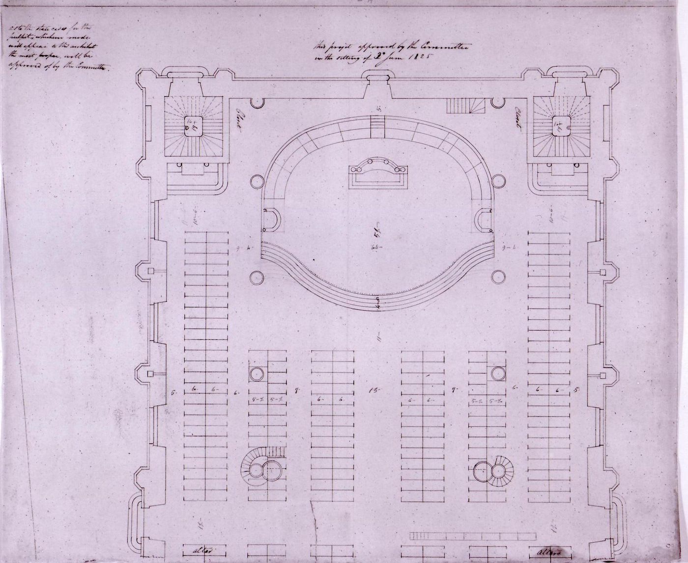 Plan for the sanctuary and nave for Notre-Dame de Montréal