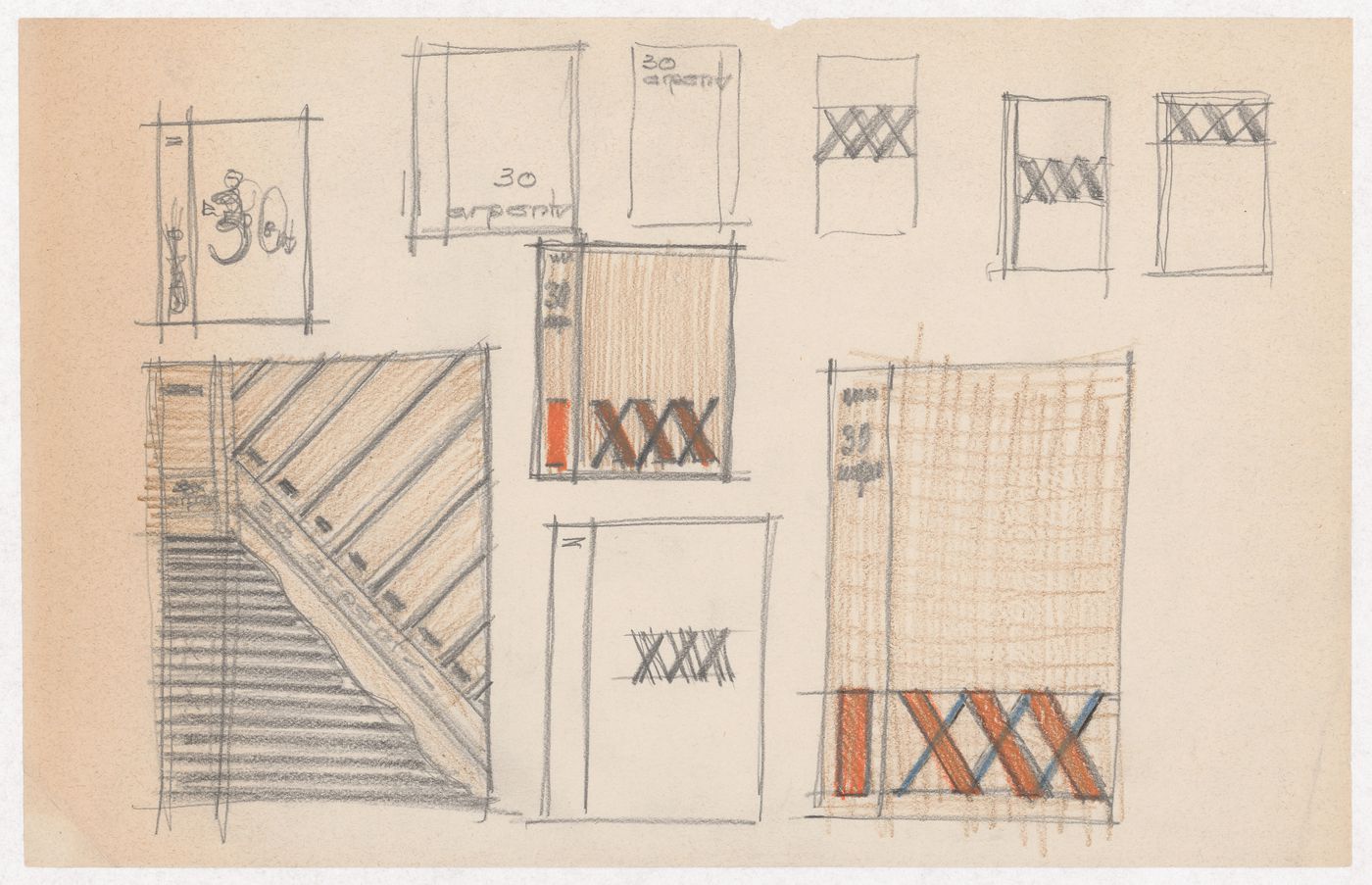 Étude pour la reliure du roman "30 arpents" par Ringuet publié en 1938