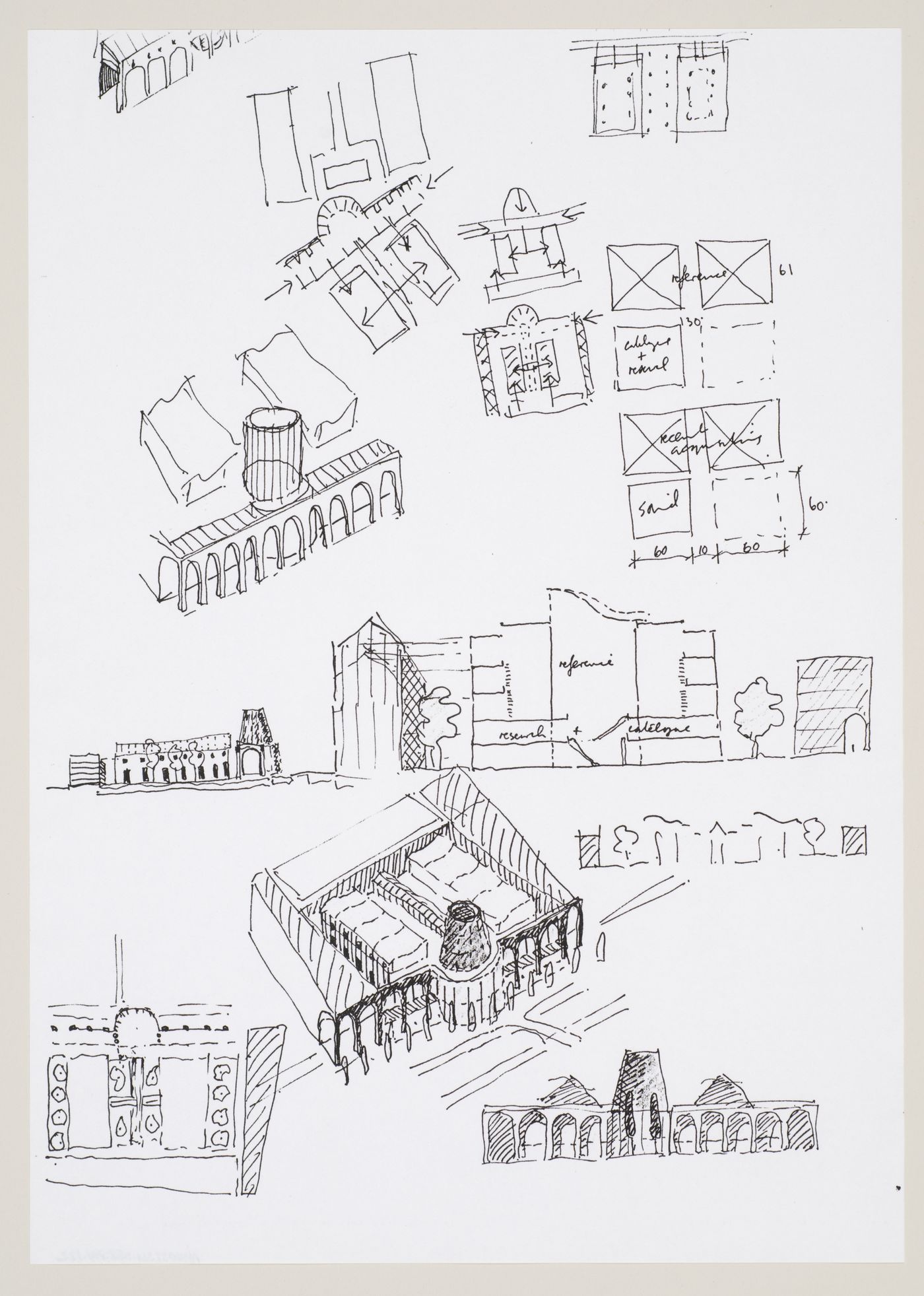 Bibliothèque de France, Paris, France: plans, axonometrics, elevations, section