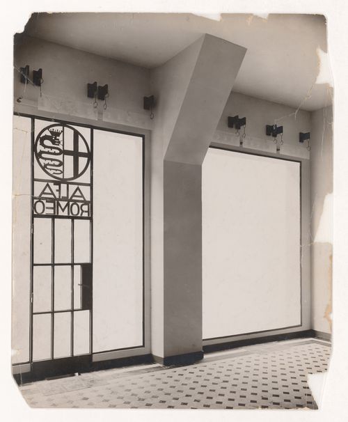 Interior view of windows at  Alfa Romeo store, boulevard Haussmann, 8th arrondissement, Paris, France