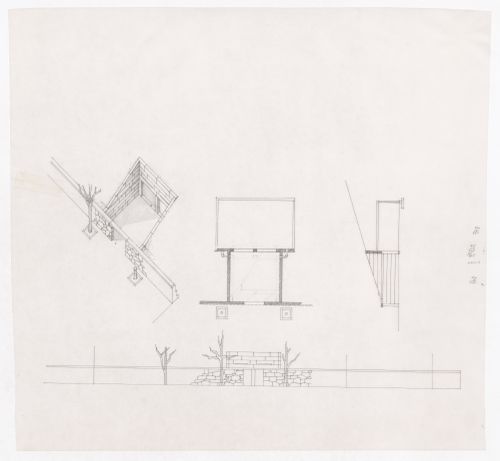 Elevations, plan, and axonometric view for Casa Ana Costa, Quinta de S. Ovídio, Lousada, Portugal