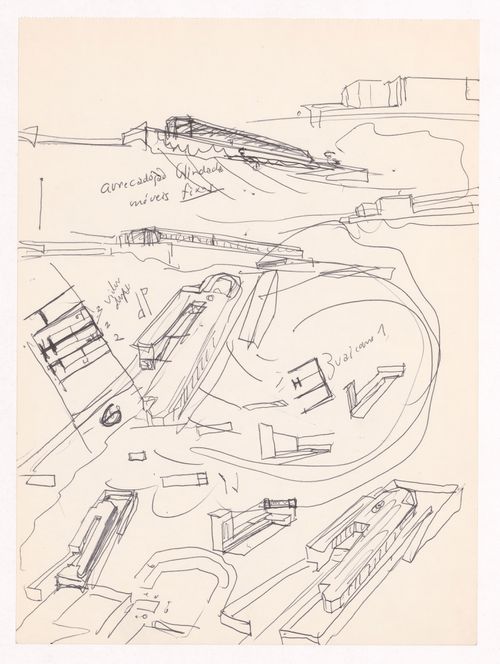 Sketch axonometric views for Carlos Vale Guimarães house, Aveiro, Portugal