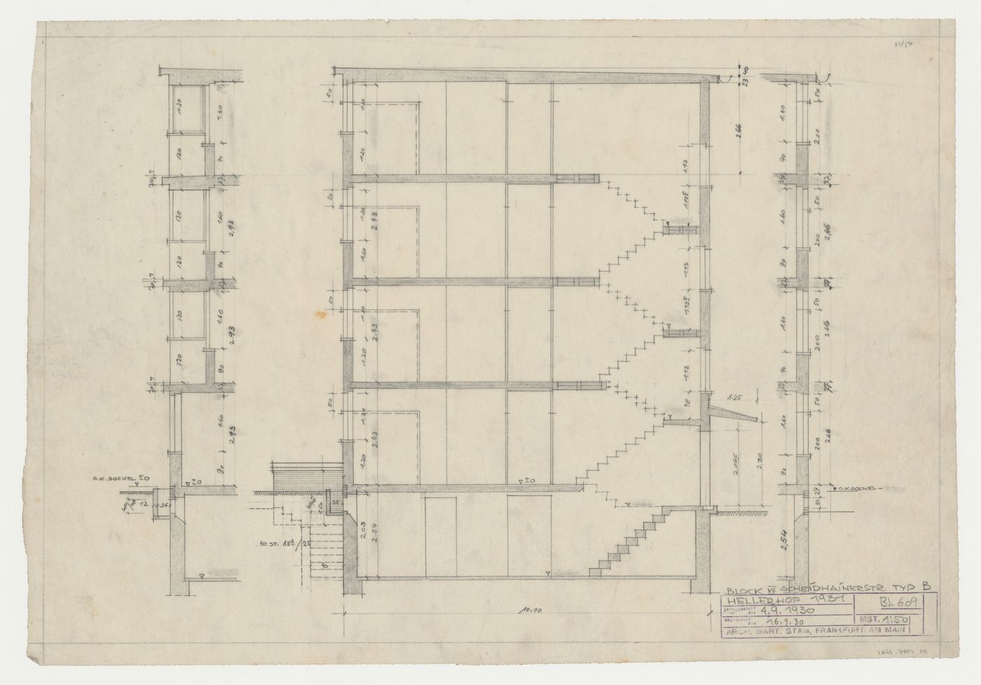 Elevation for type B housing units, Hellerhof Housing Estate, Frankfurt am Main, Germany