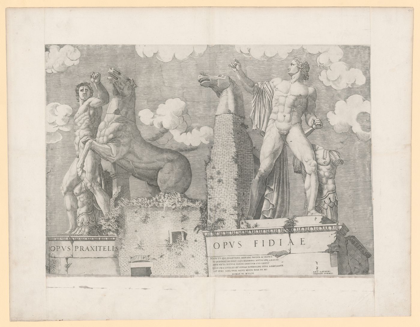 Frontal perspective of the Quirinal Dioscuri, Rome