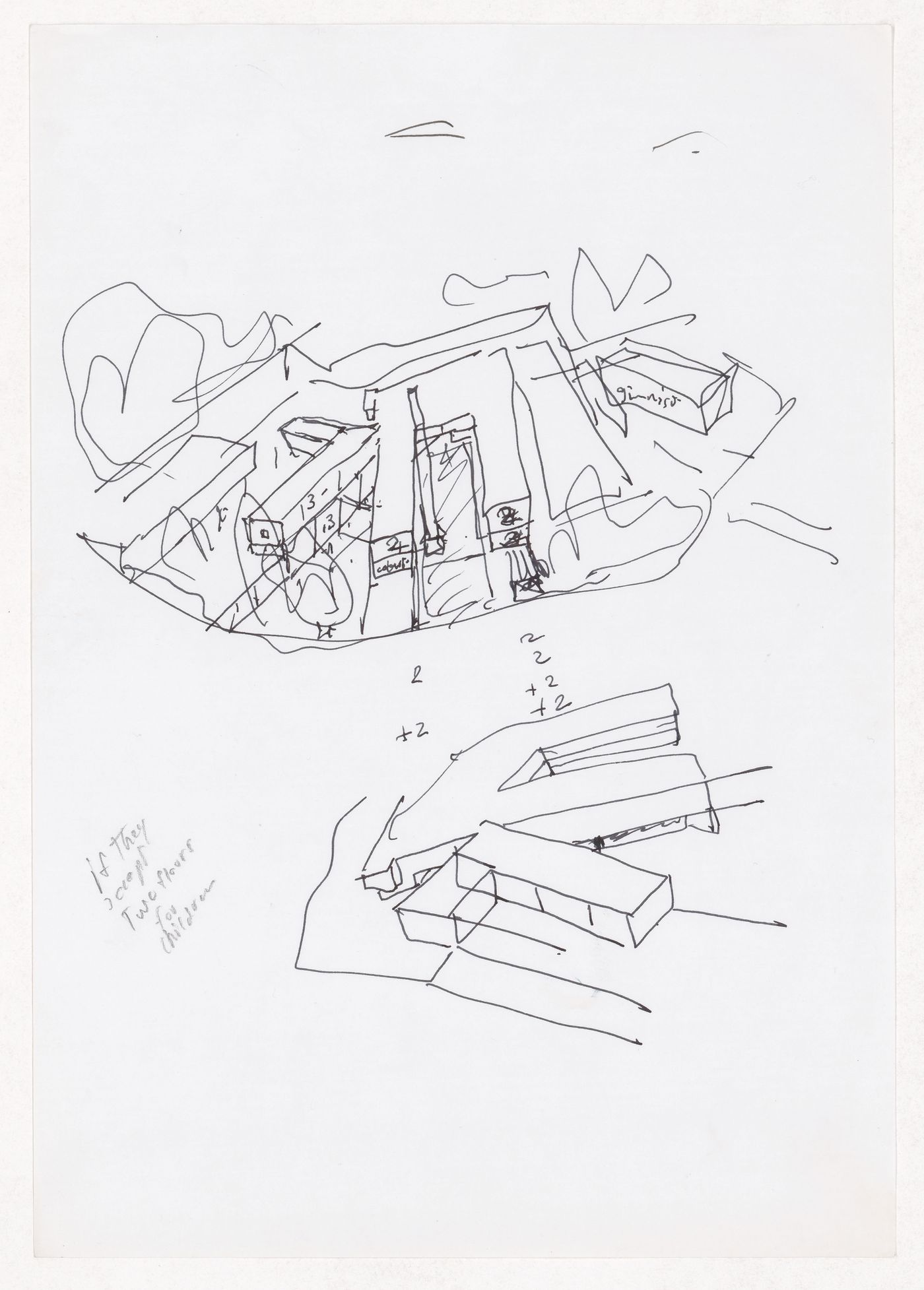 Sketch axonometric views for Escola Pré-primária e Primária, Alcoi, Spain